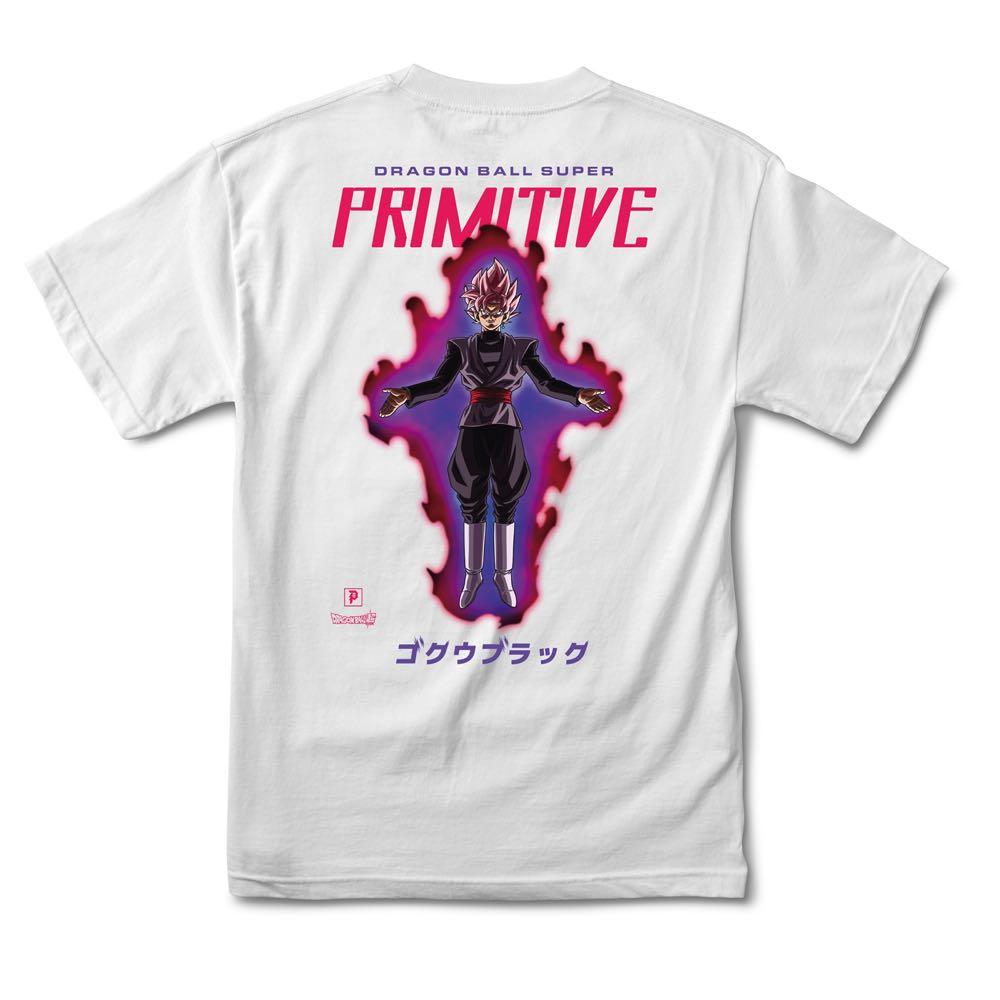 Primitive X Dragon Ball Z Tee Goku Black Rose White Dbz Skateboard T Shirt