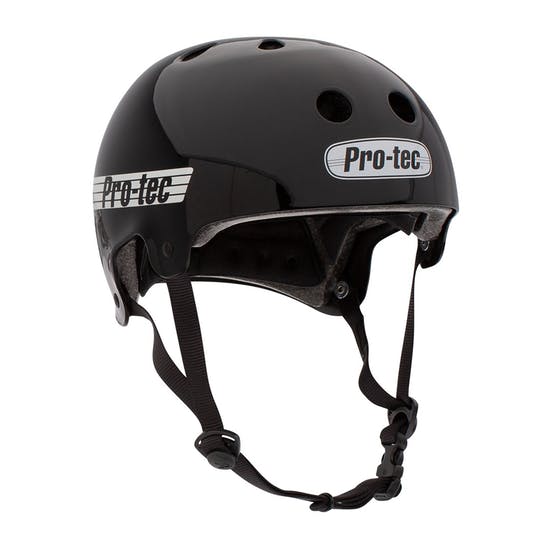 Pro Tec Helmet Old School Certified Gloss Black Skateboard Bike Protec Lid