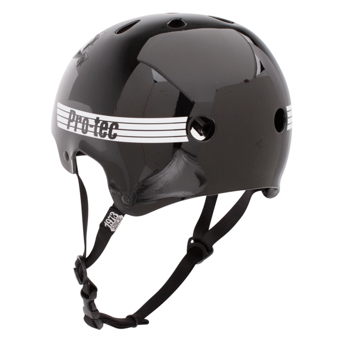 Pro-Tec Helmet Old School Skate Gloss Black Skateboard Protec Lid