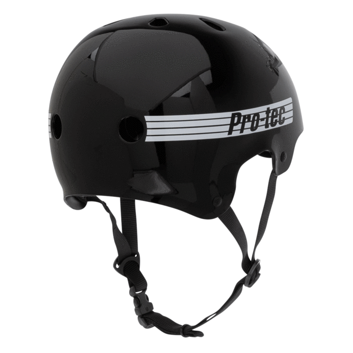 Pro-Tec Helmet Old School Skate Gloss Black Skateboard Protec Lid