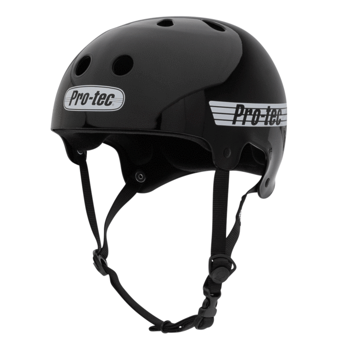 Pro-Tec Helmet Old School Skate Gloss Black Skateboard Protec Lid