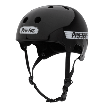 Pro-Tec Helmet Old School Skate Gloss Black Skateboard Protec Lid