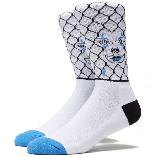 Psockadelic Socks Born Free White Crew OSFM Skateboard Sox