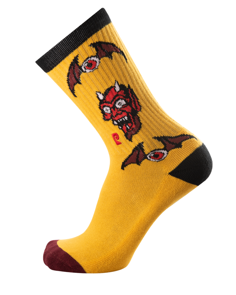 Psockadelic Socks Down Under Yellow Crew Osfm Skateboard Psocks