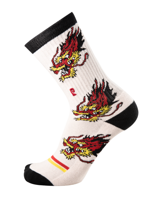 Psockadelic Socks Dragon Power White Crew OSFM Skateboard Psocks