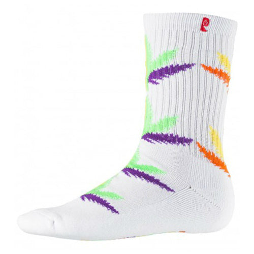Psockadelic Socks Huh White Rainbow Weed Skateboard Sox By Slash & Figgy