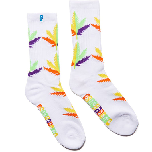 Psockadelic Socks Huh White Rainbow Weed Skateboard Sox By Slash & Figgy