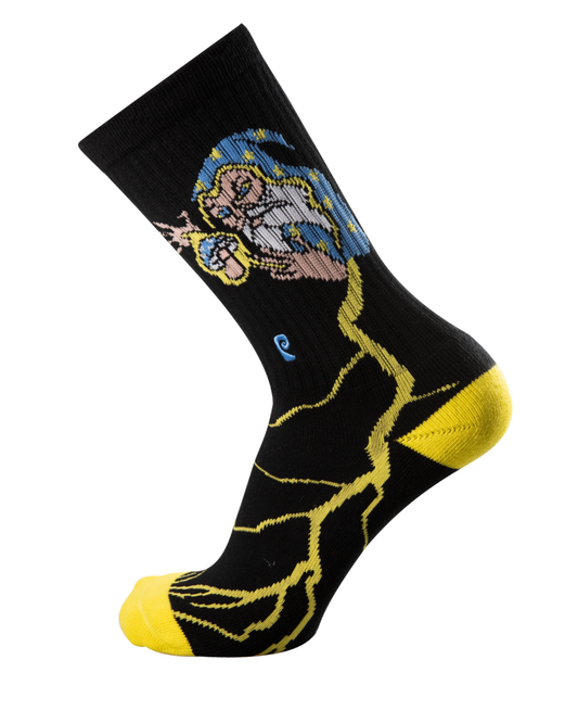 Psockadelic Socks Magic Mushroom Black Crew OSFM Skateboard Psocks