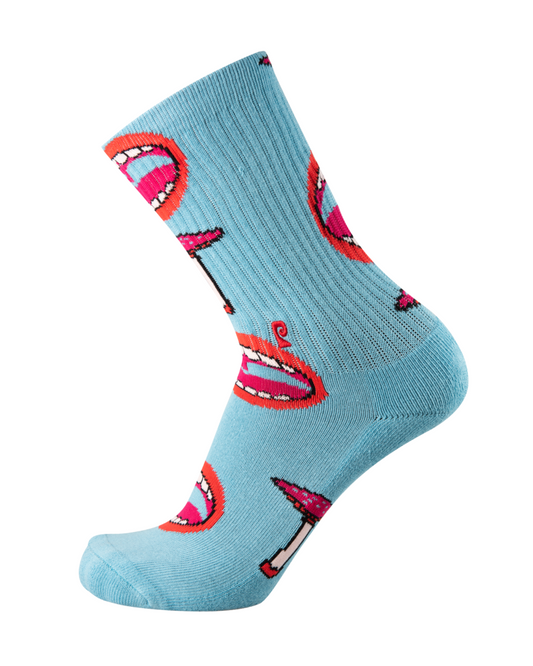 Psockadelic Socks Mushroom Eater Teal Crew OSFM Skateboard Psocks