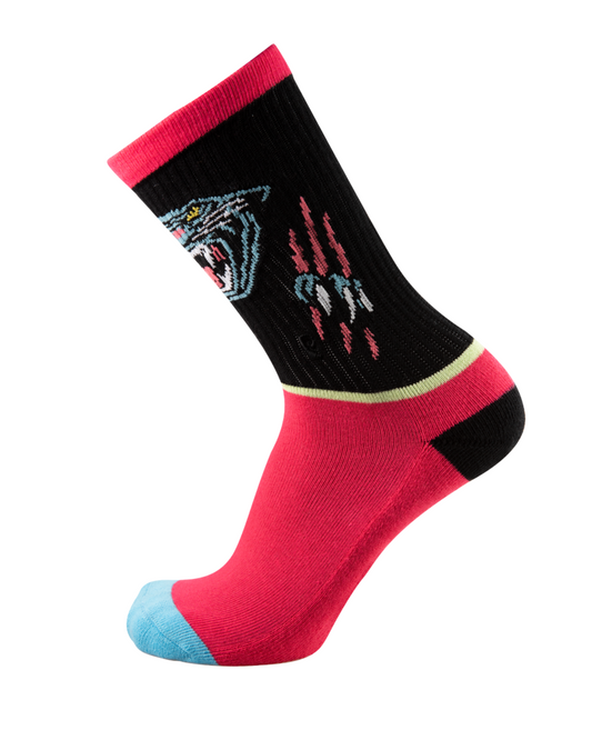 Psockadelic Socks Panther Rip Pink Crew OSFM Skateboard Psocks