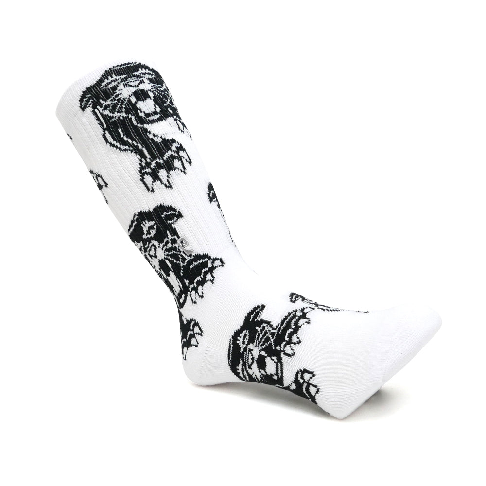 Psockadelic Socks Panther White Crew OSFM Skateboard Sox