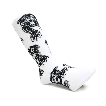 Psockadelic Socks Panther White Crew OSFM Skateboard Sox
