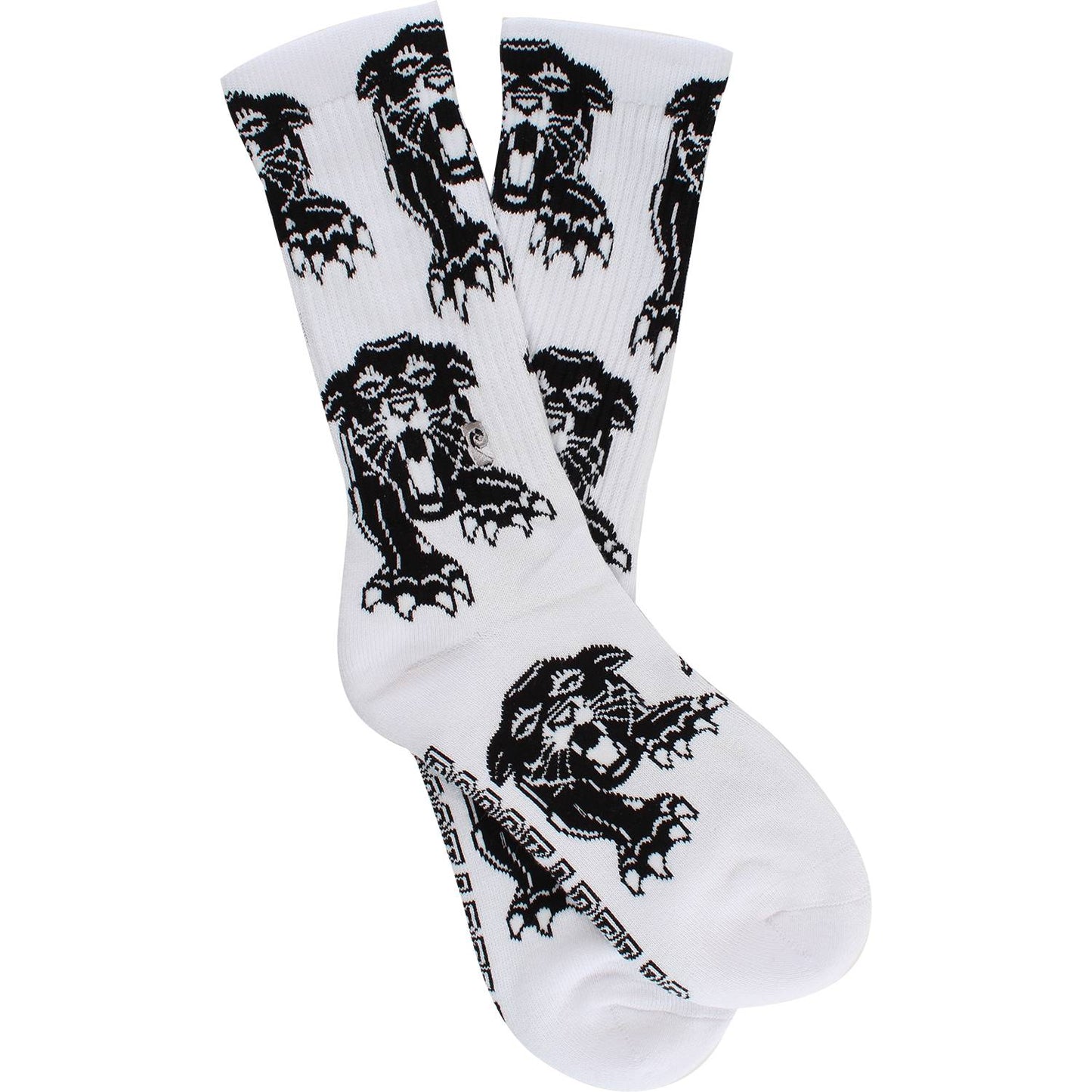 Psockadelic Socks Panther White Crew OSFM Skateboard Sox