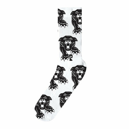 Psockadelic Socks Panther White Crew OSFM Skateboard Sox