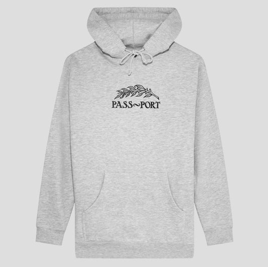 Passport Hood Quill Embroidery Grey Heather Pass~Port Skateboards Pullover