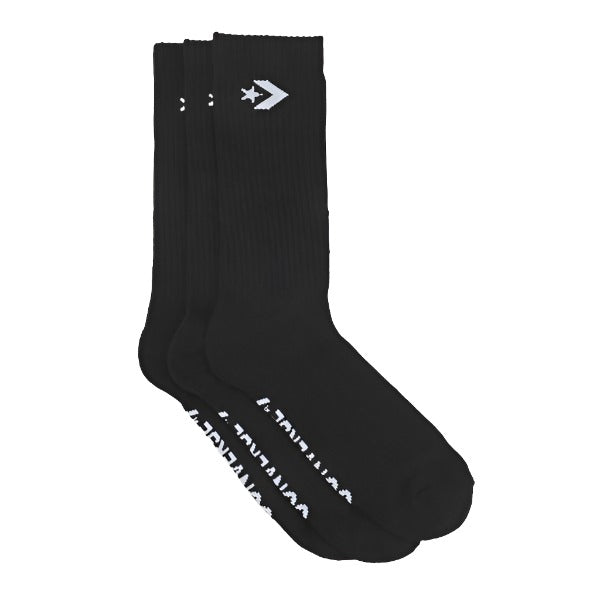 Cons Socks 3 Pack Black Crew SIZE 6-10 Star Chevron Converse Skateboard Sox