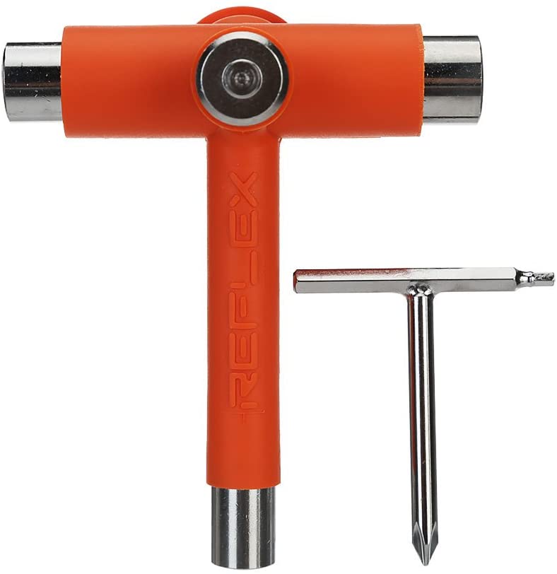 Reflex Utility Skate Tool Orange w/Axle Re-Threader Complete Skateboard T-Tool