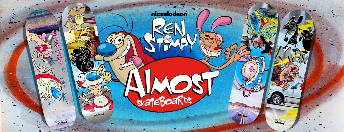 Full Set Of Almost Skateboards Ren Stimpy Foil Series 4 Limited Edition Decks