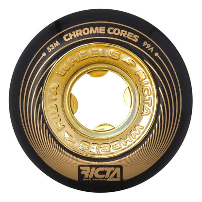 Ricta Skateboard Wheels 53mm Chrome Core Black Gold 99a