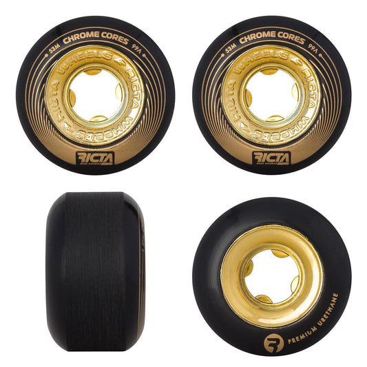 Ricta Skateboard Wheels 53mm Chrome Core Black Gold 99a