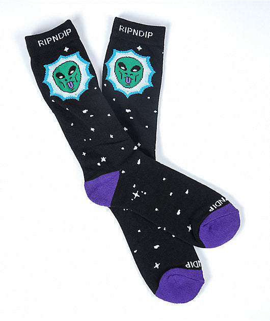 Ripndip Socks Nebula Black Osfm Rip N Dip Skateboard Sox