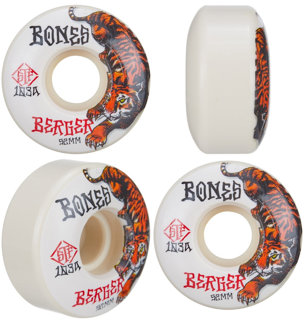 Bones Skateboard Wheels Berger The Hunter 52mm V3 Slims STF 103a