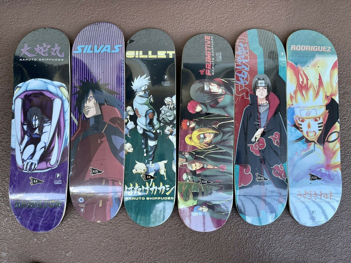 FULL SET Primitive Skateboards x Naruto Shippuden 6 Limited Edition Decks