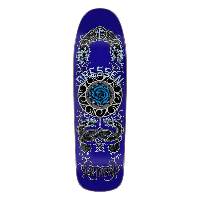 Santa Cruz Skateboard Deck Dressen Rose Crew One Shaped 9.3" Blue Reissue