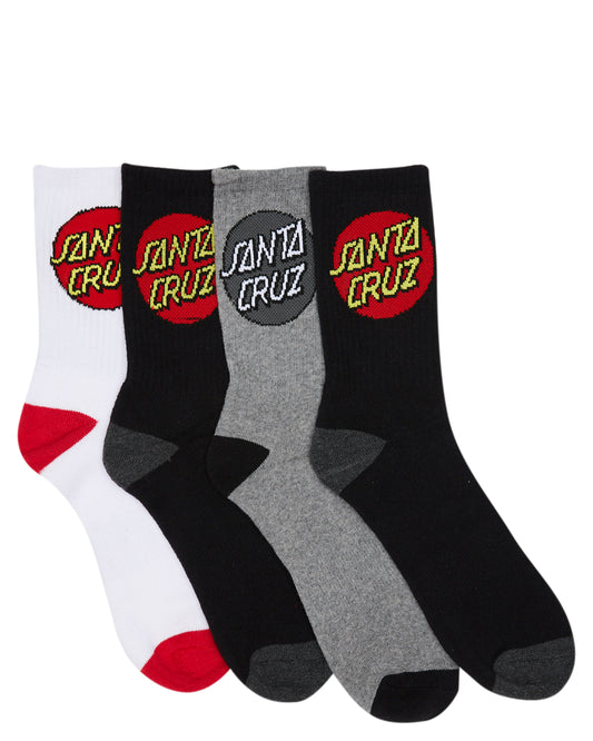 Santa Cruz Socks 4 Pack ASST Crew Size 7-11 Skateboard Sox