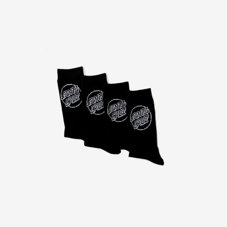 Santa Cruz Socks 4 Pack Mono Black Crew Size 7-11 New Skateboard Sox