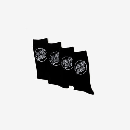 Santa Cruz Socks 4 Pack Mono Black Crew Size 7-11 New Skateboard Sox