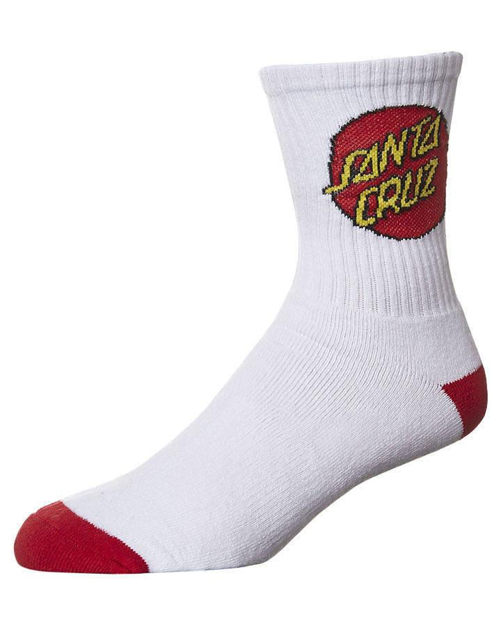 Santa Cruz Socks 4 Pack White Crew Size 2-8 New Youth Skateboard Sox
