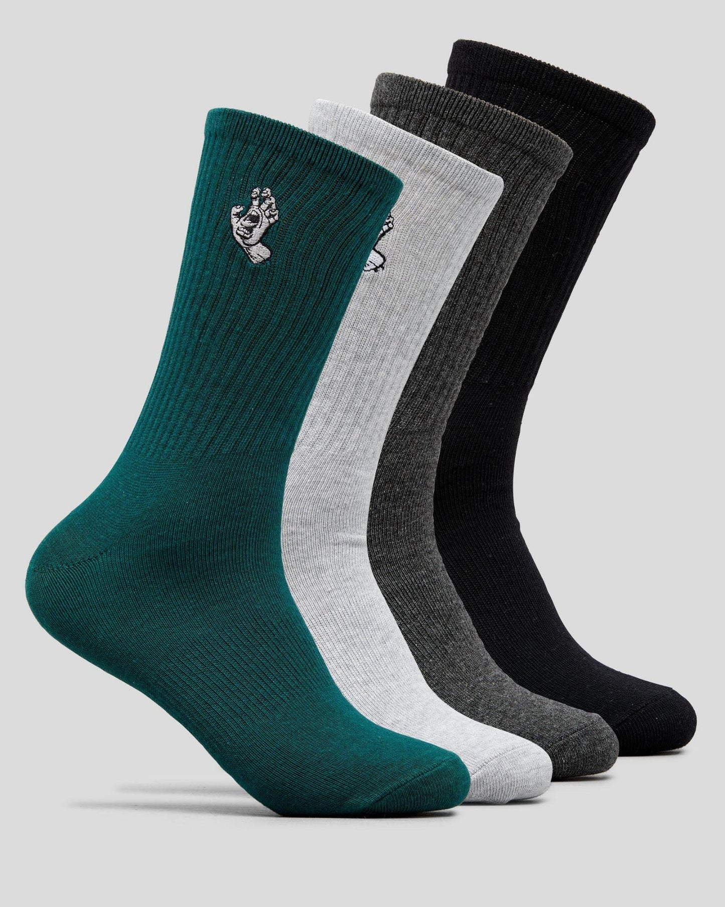 Santa Cruz Socks 4 Pack MONO HAND ASST Crew Size 7-11 Skateboard Sox