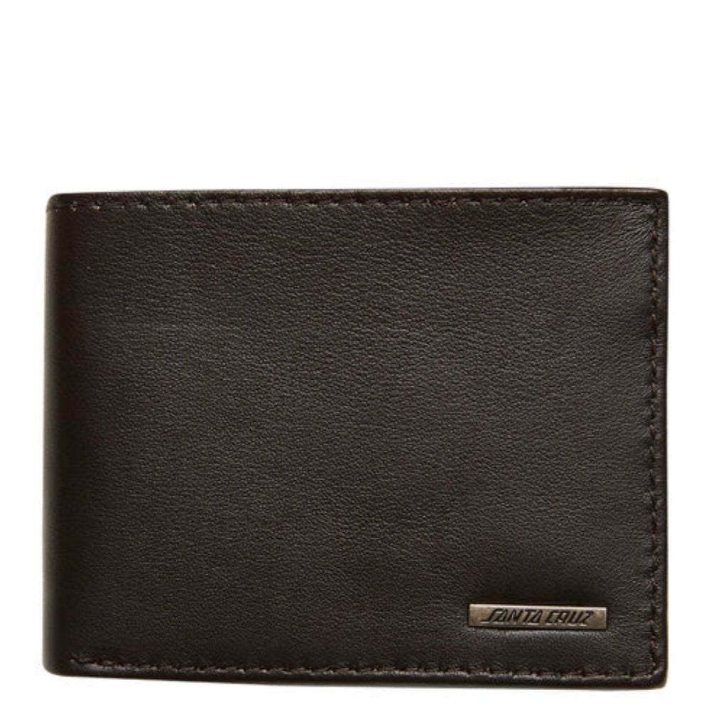 Santa Cruz Wallet Metal Strip Chocolate Leather Bi-Fold + Box (RFID Blocking)