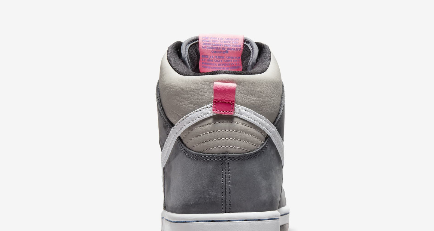 Nike SB Shoes Dunk Hi Pro Medium Grey Pink US SIZE Skateboard Sneakers