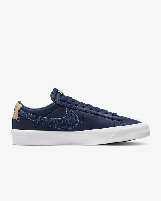 Nike SB Shoes Blazer Low Pro GT Premium Midnight Navy Denim Skate Sneakers