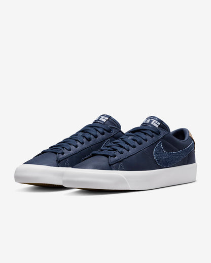 Nike SB Shoes Blazer Low Pro GT Premium Midnight Navy Denim Skate Sneakers