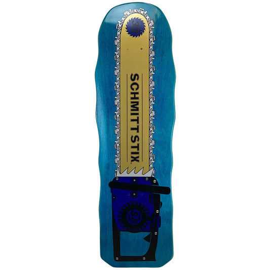 Schmitt Stix Skateboards Deck Chainsaw Blue Stain 10" Reissue