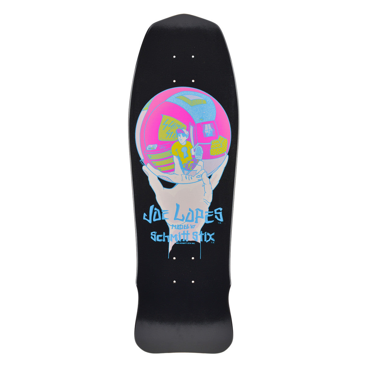 Schmitt Stix Skateboard Deck Joe Lopes Crystal Ball Black Dip 9.875" Reissue