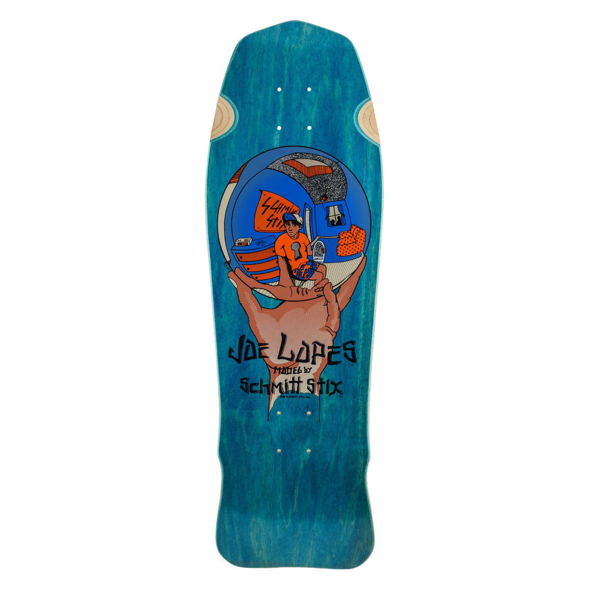 Schmitt Stix Skateboard Deck Joe Lopes Crystal Ball Blue Orange 9 875 Reissue