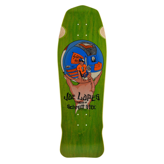 Schmitt Stix Skateboard Deck Joe Lopes Crystal Ball Green/Orange 9.875" Reissue