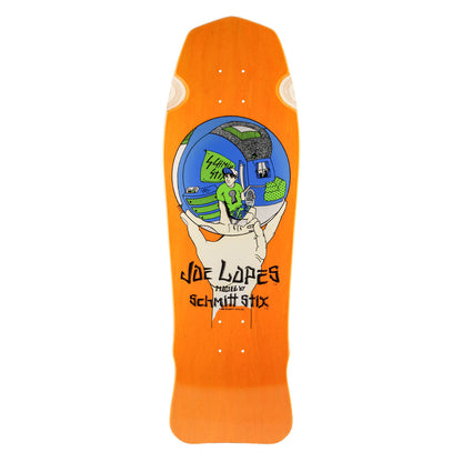 Schmitt Stix Skateboard Deck Joe Lopes Crystal Ball Orange/Green 9.875" Reissue