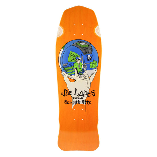 Schmitt Stix Skateboard Deck Joe Lopes Crystal Ball Orange/Green 9.875" Reissue