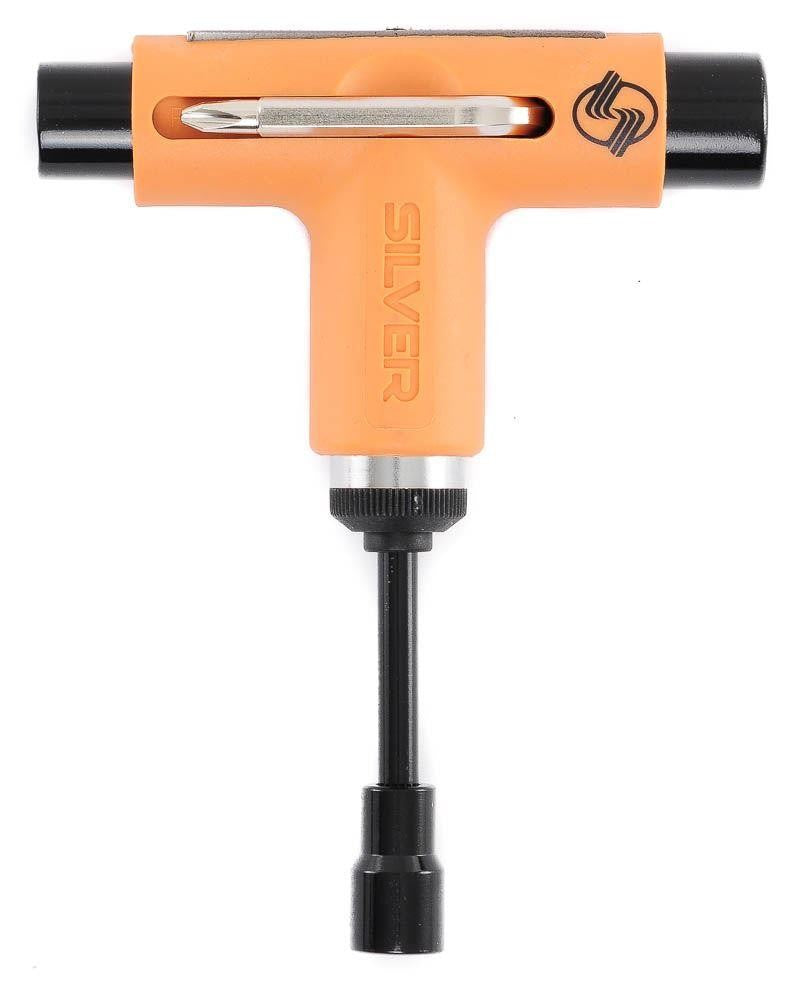 Silver Trucks Skate Tool Neon Orange Black Ratchet Complete Skateboard T-Tool