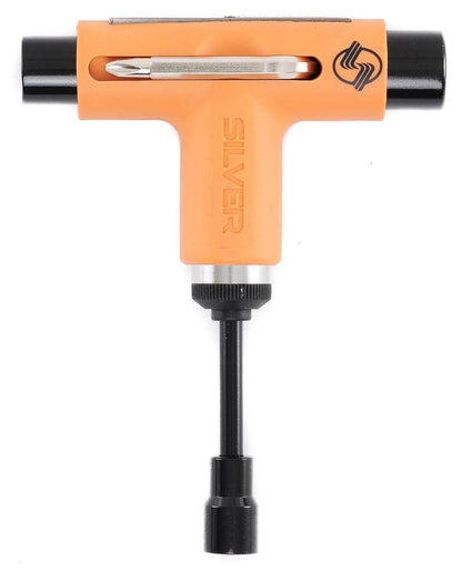 Silver Trucks Skate Tool Neon Orange Black Ratchet Complete Skateboard T-Tool
