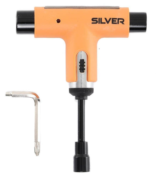 Silver Trucks Skate Tool Neon Orange Black Ratchet Complete Skateboard T-Tool
