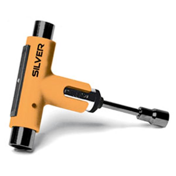 Silver Trucks Skate Tool Neon Orange Black Ratchet Complete Skateboard T-Tool