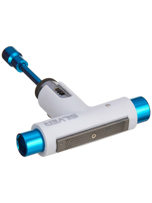 Silver Trucks Skate Tool White/Blue Premium Ratchet Complete Skateboard T-Tool