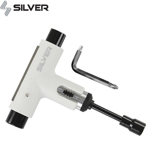 Silver Trucks Skate Tool Whiteout BLK Premium Ratchet Complete Skateboard T-Tool