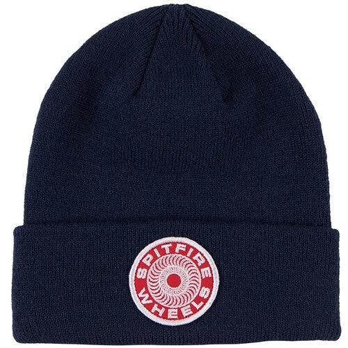 Spitfire Wheels Beanie Classic 87 Swirl Patch Navy Fold Over Skateboard Hat
